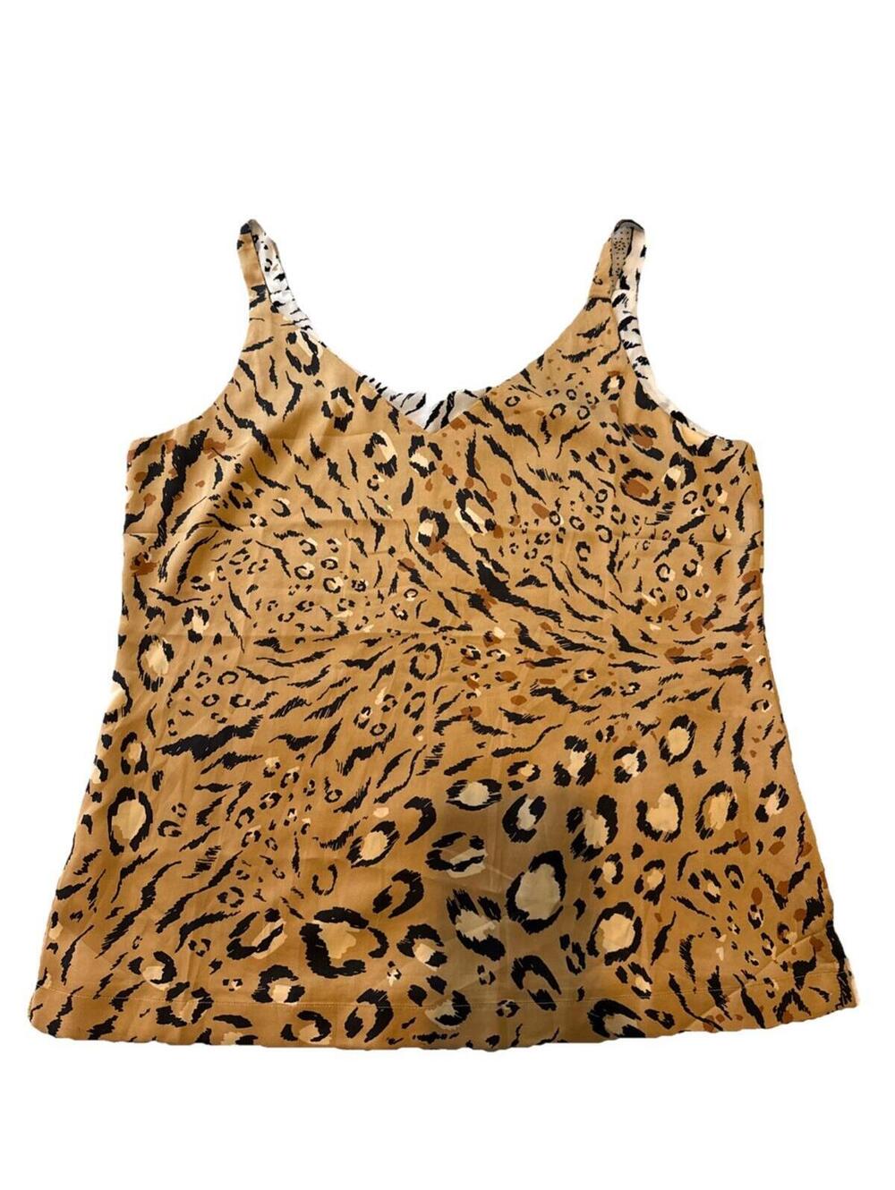 White House Black Market Reversible Gold Black Animal Print Cami Tank XS NWTS!